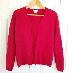 100% Cashmere Sweater Red Open Cardigan Medium